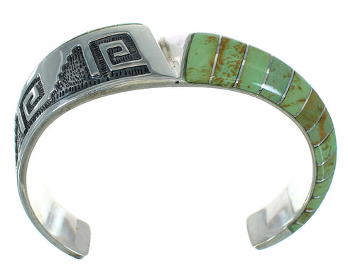 Turquoise Southwestern Silver Water Wave Cuff Bracelet AX77958